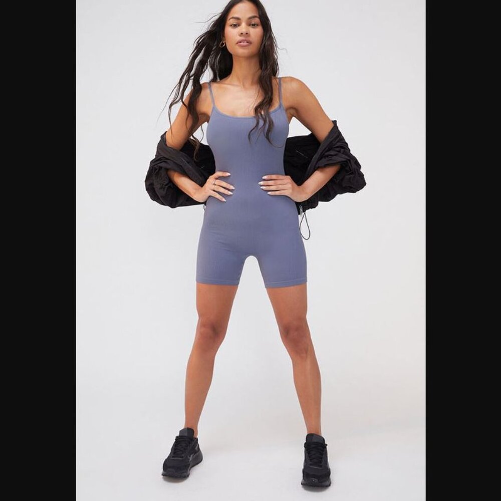 Pacsun PAC 1980 Speedwalker One Piece Romper Womens XL Blue Sleeveless Gym 0507